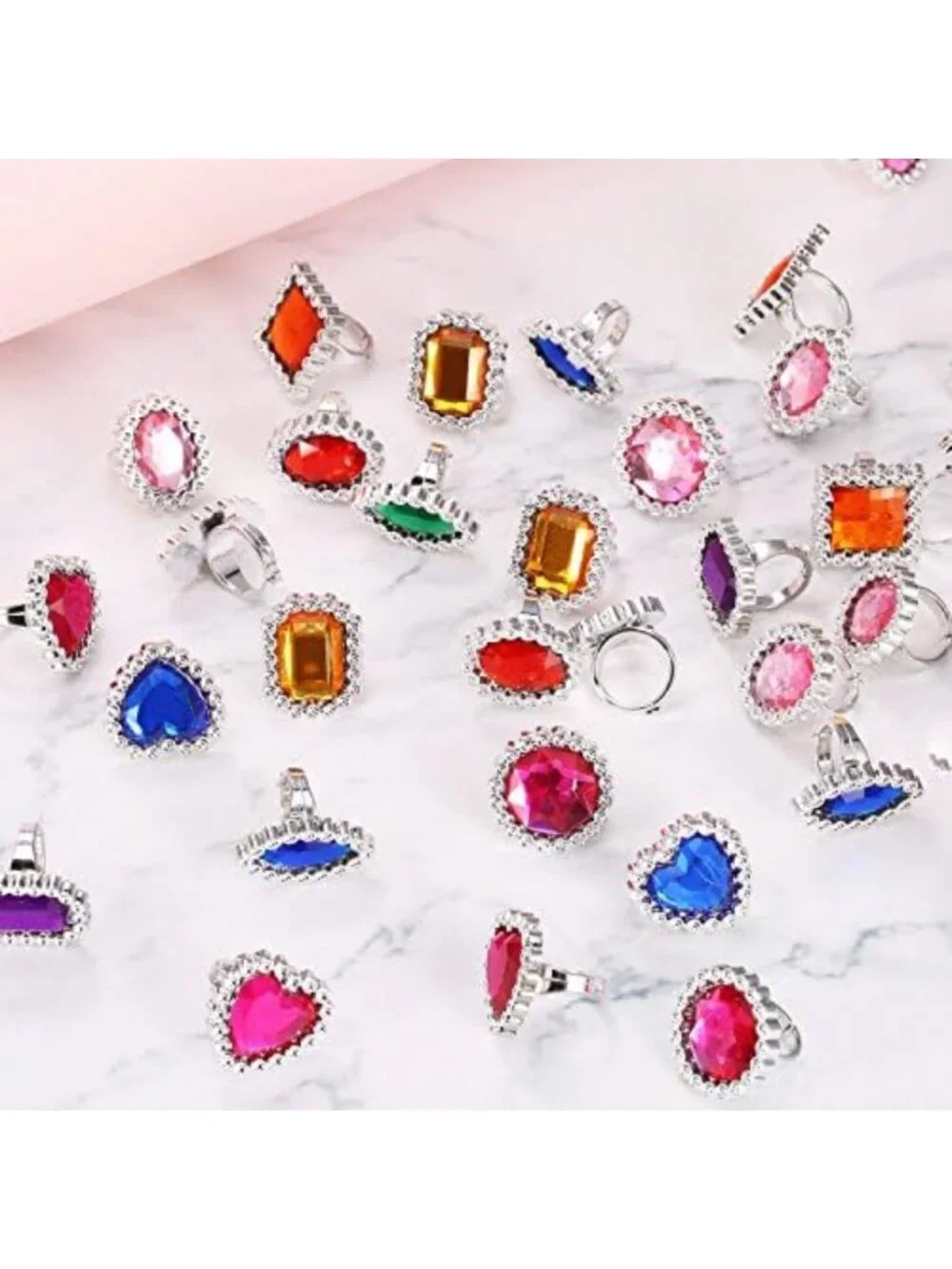 Colorful 72 Pcs Plastic Rings Set for Kids - Fun Costume Jewelry Accessories